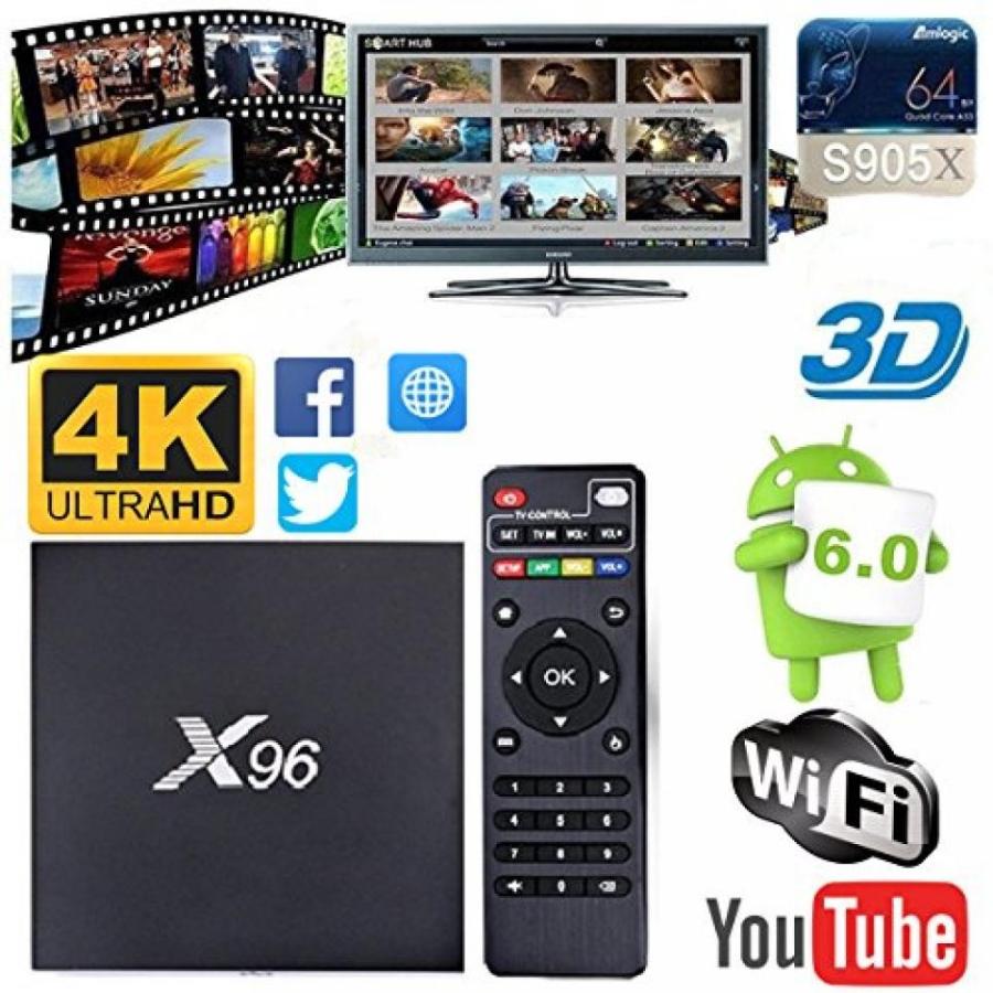 全国送料無料 パソコン ストレージ [2018年版]X96 android 6.0 Amlogic S905X クアッドコア 1 GB DDR 8 GB 4 K 3 D の WiFi インターネット メディア