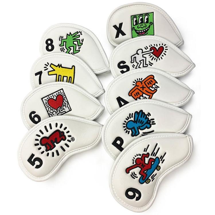 キースヘリング ゴルフ アイアン ヘッドカバー 9個セット (5-9.P.A.S.X  