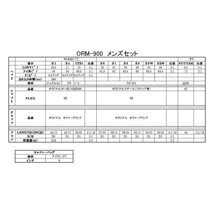 オリマー ゴルフ ORLIMAR フルセット ORM-900 クラブセット 10本組 キャディバッグ付 ヘッドカバー付｜yuuyuusports｜04