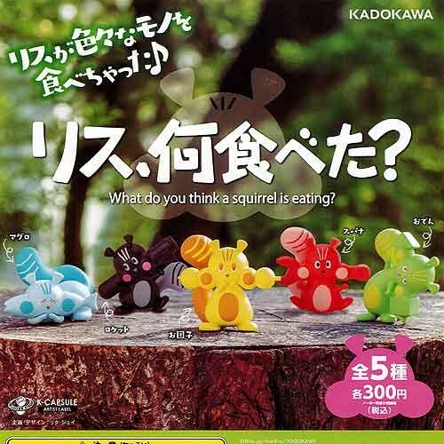 リス、何食べた 全5種+ディスプレイ台紙セット -セール品- KADOKAWA ガチャポン ガチャガチャ ガシャポン｜yuyou