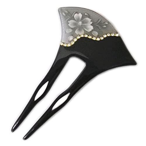 おしゃれ かんざし 簪 髪飾り 黒塗裏彫白グレー桜ラインストーン 日本製 着物 浴衣 舞妓気分 売場 Www Superavila Com