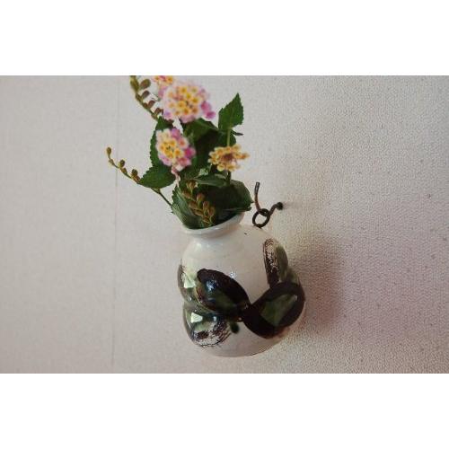 Ka 7 織部掛花入れ 壁掛け用花瓶 花 ガーデニング 陶芸家 壁掛け用花瓶