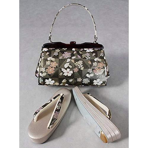 帯地使用バッグと草履のセット 口金がべっ甲調バッグとｌサイズ草履のセット 少し大きめなバッグのセット レディースファッション 口金がべっ甲調バッグとｌサイズ草履のセット 日本製 A6747 A B01deqr8yw 2612 Yuyu晴々の帯地使用バッグと草履のセット Yuyu晴々