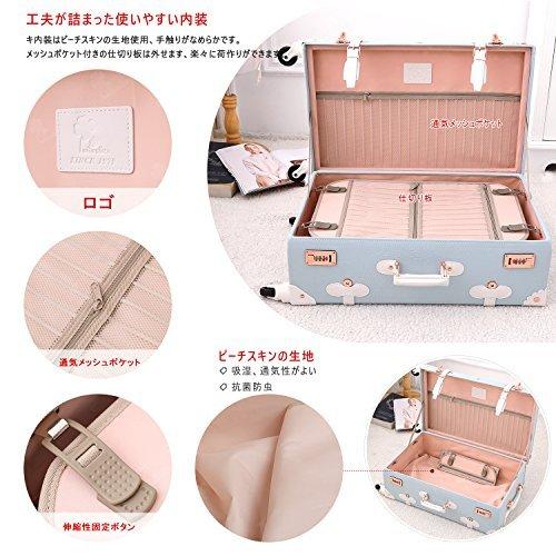 安い割引 トランクケース ライトブルー キャリーケース Uniwalker Uniwalker 可愛い キャリー 復古主義 超軽量 四輪 トランク レトロ スーツケース キャリーバッグ