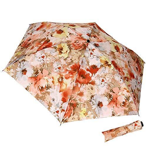 【誠実】 日本製 レディース傘 雨傘 マサキ 折りたたみ傘 136102（オレンジ） ミニ傘 カンタータ 転写プリント 雨傘