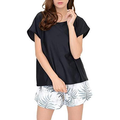 Cotaron 水着 レディース 体型カバー タンキニ カバーアップ オーバーtシャツ ショートパンツ ４点セット ブラ Weddingsatwork Com