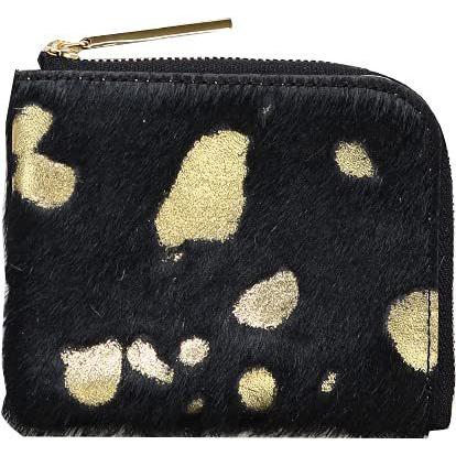 毛付きmini ファッション イタリアンレザー 薄くて軽いコンパクトミニl字財布 ミニマム財布 ファスナー 黒毛 箔ゴールド Yuyu晴々 財布 帽子 ファッション小物 A B09ch6ktmp 2112 手頃価格の