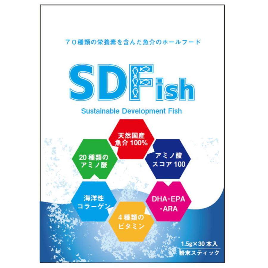 SDFish 1.5g×30包入 粉末スティック SDフィッシュ ミオシン サプリメント 天然国産魚介100％使用 非加熱 エスディー ...