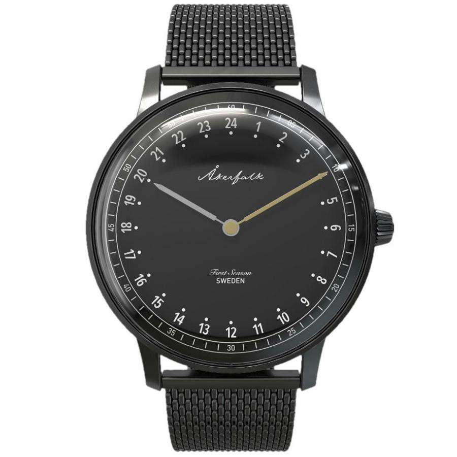 Åkerfalk オーカーフォーク ブラック AK-153 スウェーデン 24時間表示 アナログ 腕時計 正規販売店 :tm-1912-ak