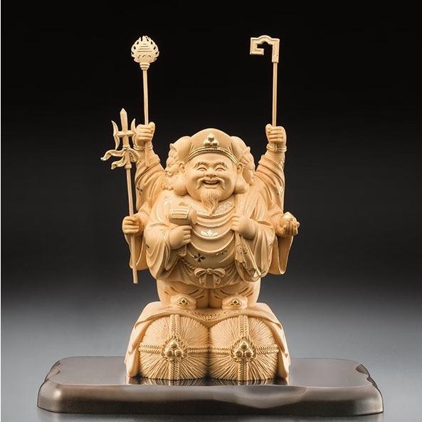 三面大黒天-手彫り仕上げ-黄金-黒檀-基本セット