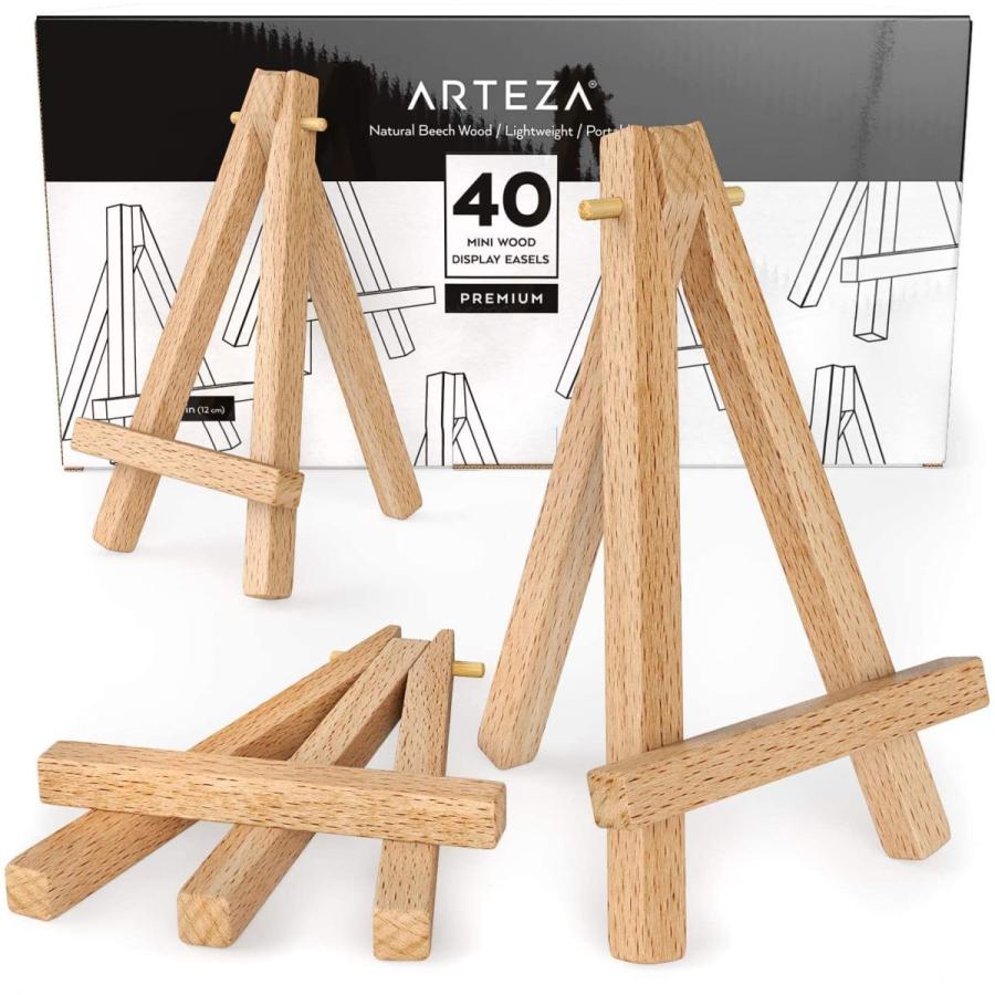 ARTEZA Mini Wood Display Easel, 5quot;, Pack of 40, Ideal for Displaying Small