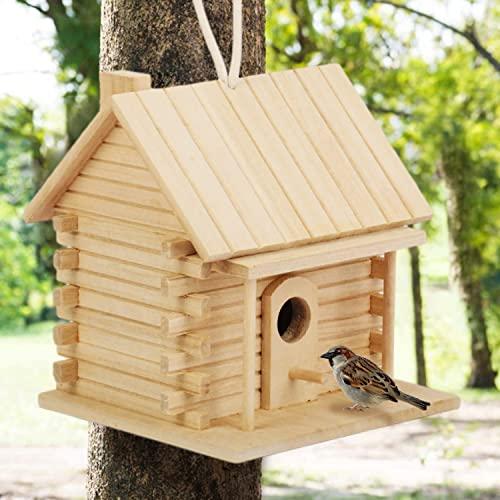 aleawol 野鳥用巣箱 完成品 鳥の巣箱 天然木材 ハンギングバードハウス