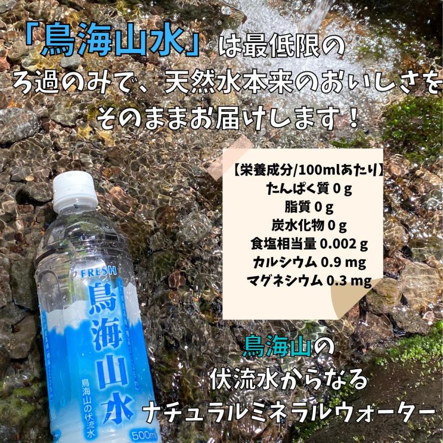 鳥海山水　500ml　数量1＝6本価格　ケース買い可能　備蓄用にも　国産　水分補給　軟水｜yuzafunsaisai｜02