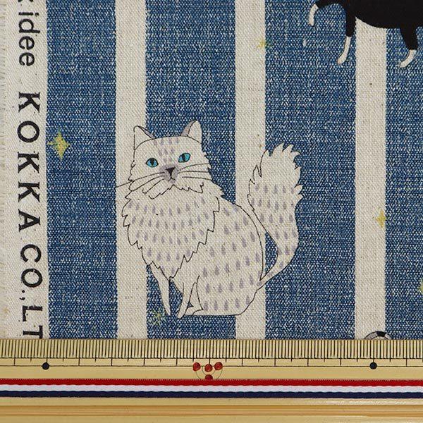 【数量5から】 生地 『綿麻キャンバス Cloth Mix 2021 ネコストライプ柄 LOA-66000-2A』 KOKKA コッカ|yuzawaya|02