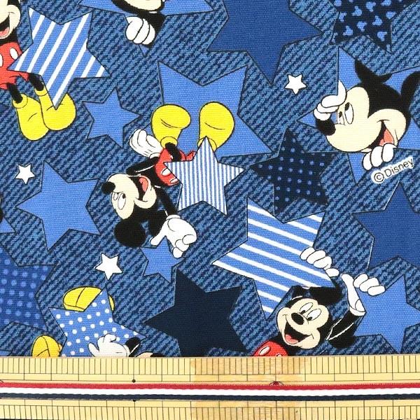 数量5から 生地 生地 ディズニー ミッキーマウス スター柄 濃デニム ユザワヤ限定商品 ユザワヤ 通販 Paypayモール