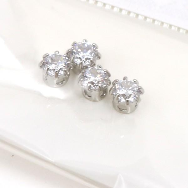 アクセサリー素材 『キュービックジルコニア 爪付き シルバー 約4mm 4 