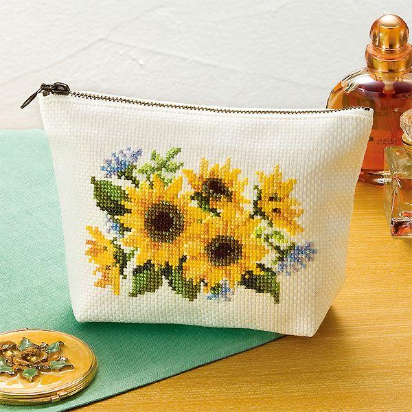 刺しゅうキット 刺繍キット 花刺しゅうの優しい小物 ポーチ ヒマワリ 90 Olympus オリムパス Surajinformatics Com