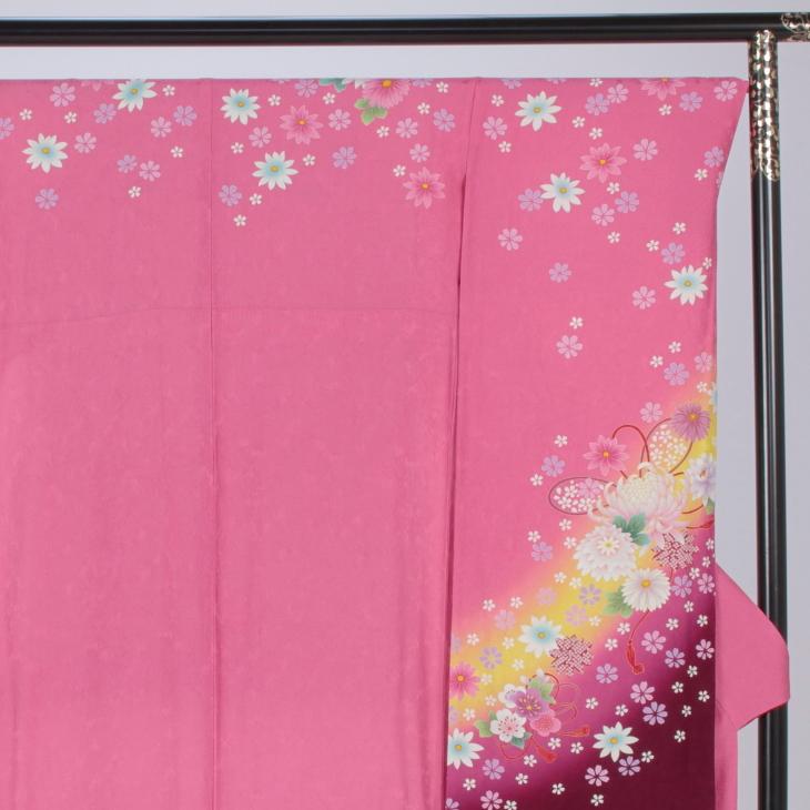 京都きもの友禅 振袖 成人式 フルセット Lサイズ 花柄 ピンク 