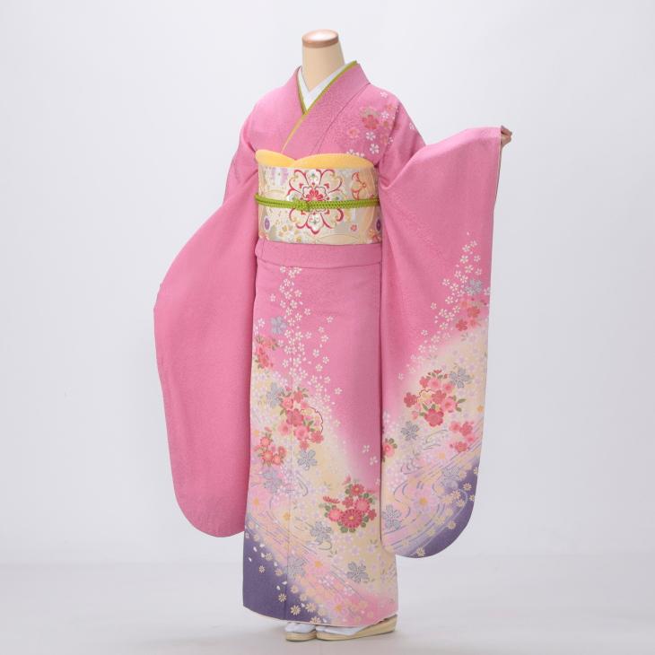 京都きもの友禅 振袖レンタル (成人式) 振袖 フルセット Mサイズ 花柄 