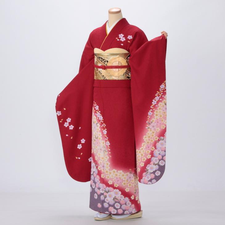 京都きもの友禅 振袖レンタル (成人式) 振袖 フルセット Mサイズ 花柄
