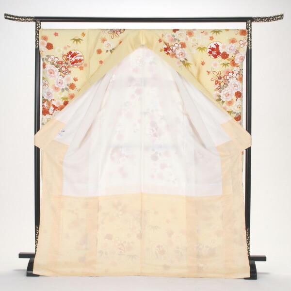 京都きもの友禅 振袖 中古 フルセット 成人式 Lサイズ 古典 からし・黄