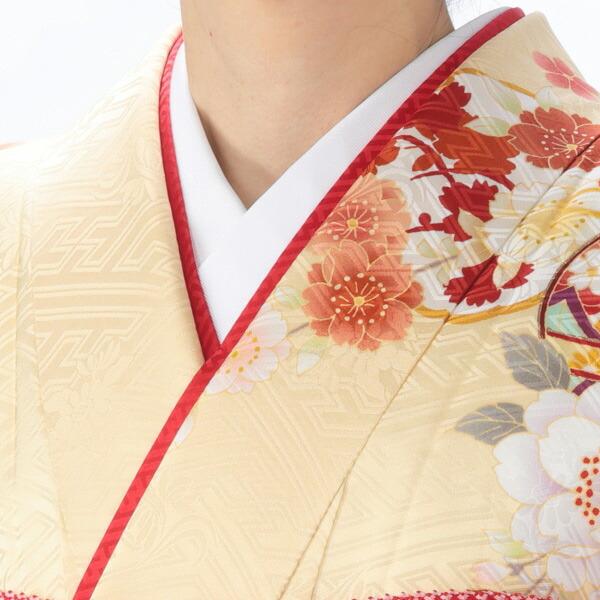 京都きもの友禅 振袖 中古 フルセット 成人式 Lサイズ 古典 からし・黄