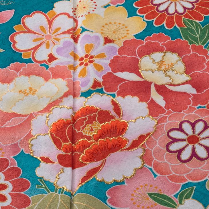 京都きもの友禅 振袖 中古 フルセット 成人式 Lサイズ 古典 青・紺系