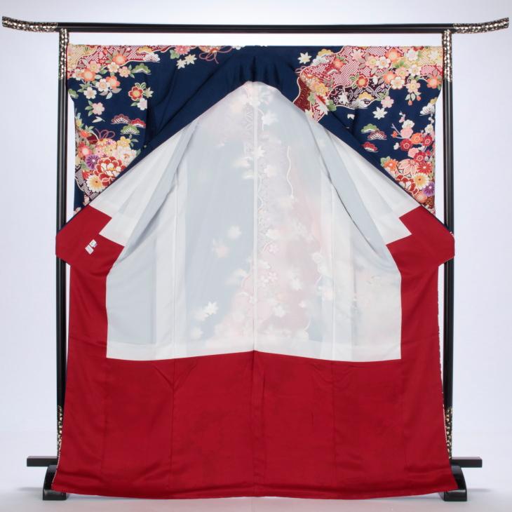 振袖 中古 フルセット 成人式 Lサイズ 古典 青・紺系 正絹 結婚式 卒業式 セット 20635 爆買の画像