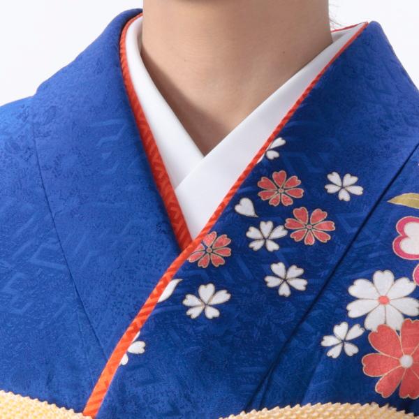 京都きもの友禅 振袖 中古 フルセット 成人式 Mサイズ 花柄 青・紺系 