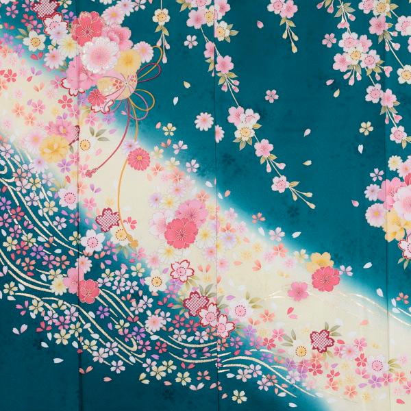 振袖 成人式 フルセット Lサイズ 花柄 青・紺系 正絹 結婚式 振袖 成人式 フルセット Lサイズ 花柄 青・紺系 正絹 結婚式