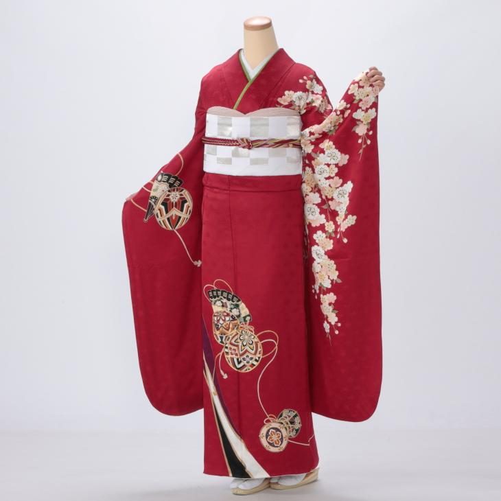 京都きもの友禅 振袖 中古 フルセット 成人式 Lサイズ まり 赤 京都きもの友禅 振袖 中古 フルセット 成人式 Lサイズ まり 赤