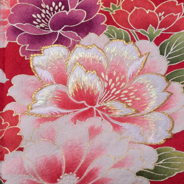 成人式 結婚式 着物 振袖 フルセット 赤色 紅 花 京都きもの友禅 女の子 京都きもの友禅 振袖 中古 フルセット 成人式 Mサイズ 花柄 赤