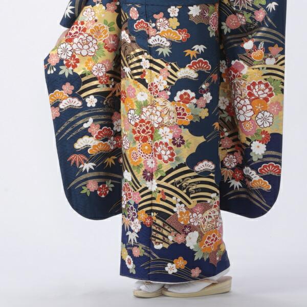 京都きもの友禅 振袖 中古 フルセット 成人式 Mサイズ 古典 青 京都きもの友禅 振袖 中古 フルセット 成人式 Mサイズ 古典 青
