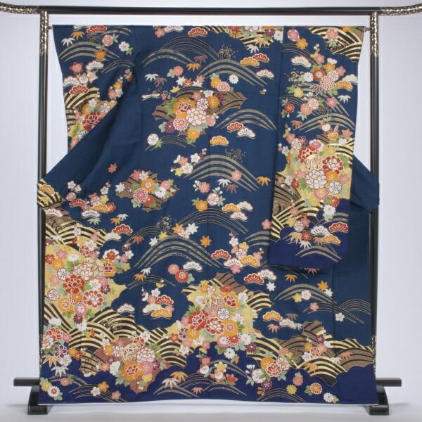 京都きもの友禅 振袖 中古 フルセット 成人式 Mサイズ 古典 青 京都きもの友禅 振袖 中古 フルセット 成人式 Mサイズ 古典 青