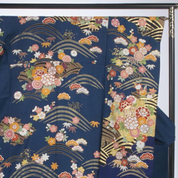 京都きもの友禅 振袖 中古 フルセット 成人式 Mサイズ 古典 青 京都きもの友禅 振袖 中古 フルセット 成人式 Mサイズ 古典 青
