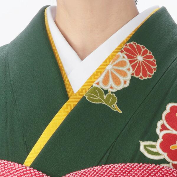 振袖 中古 フルセット 成人式 Mサイズ 花柄 グリーン系 着物 購入 正絹 振袖フルセット 96731 爆買の画像