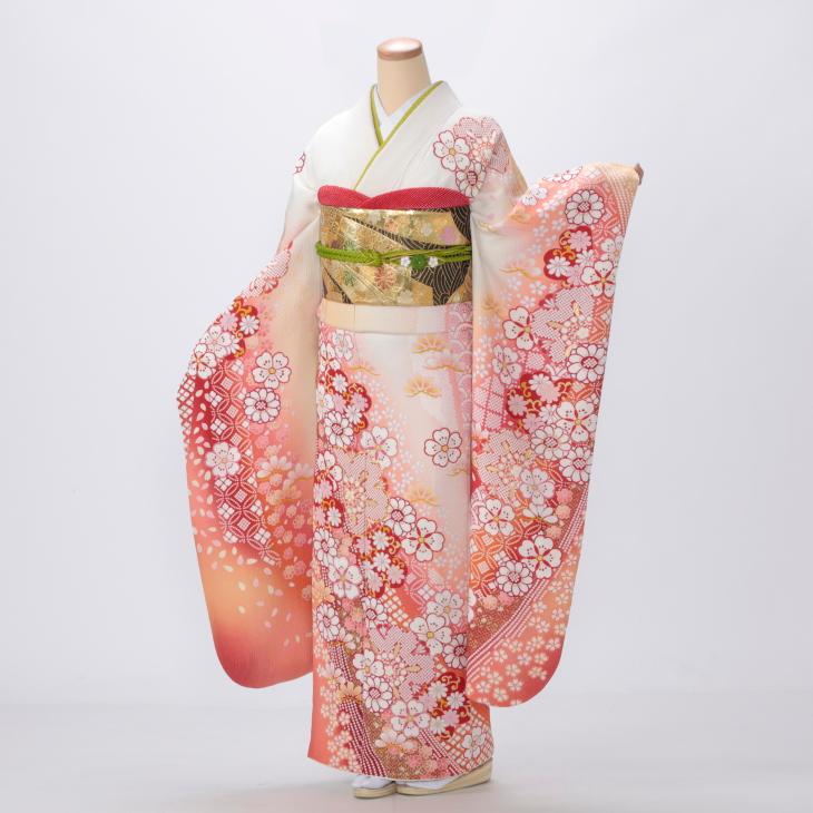 京都きもの友禅 振袖 中古 フルセット 成人式 Lサイズ 古典 白