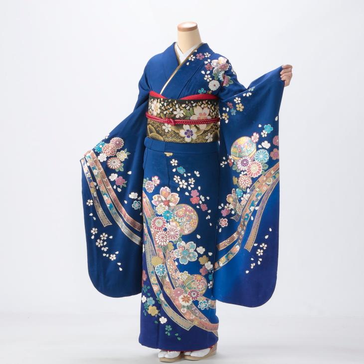 京都きもの友禅 振袖レンタル (成人式) 振袖 フルセット Mサイズ 花柄 