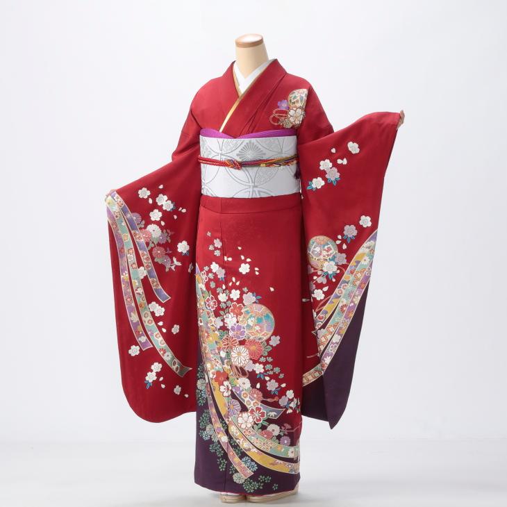 京都きもの友禅 振袖レンタル (成人式) 振袖 フルセット Mサイズ 花柄