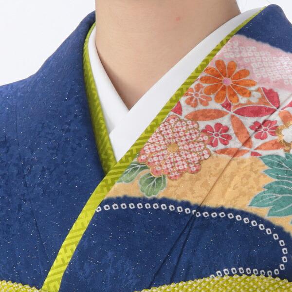 京都きもの友禅 振袖 中古 フルセット 成人式 Lサイズ 古典 青 京都きもの友禅 振袖 中古 フルセット 成人式 Lサイズ 古典 青