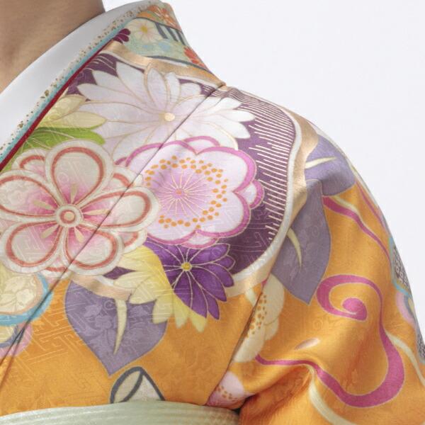 京都きもの友禅 振袖 中古 フルセット 成人式 Lサイズ モダン ピンク