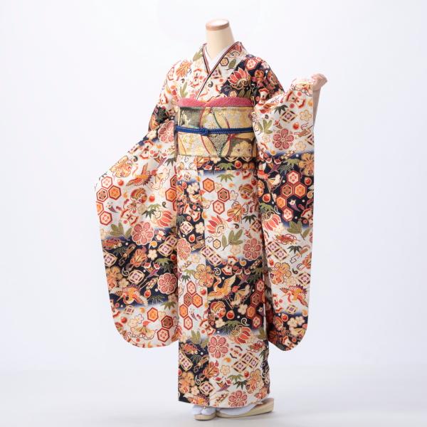 京都きもの友禅 振袖 中古 フルセット 成人式 Mサイズ 古典 青・紺系