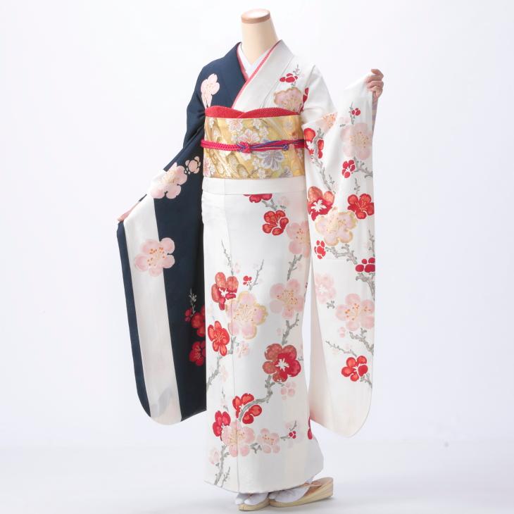 振袖 中古 フルセット 成人式 Lサイズ ブランド 白・グレー系 着物 購入 振袖フルセット 結婚式 卒業式 セット 87005 爆買