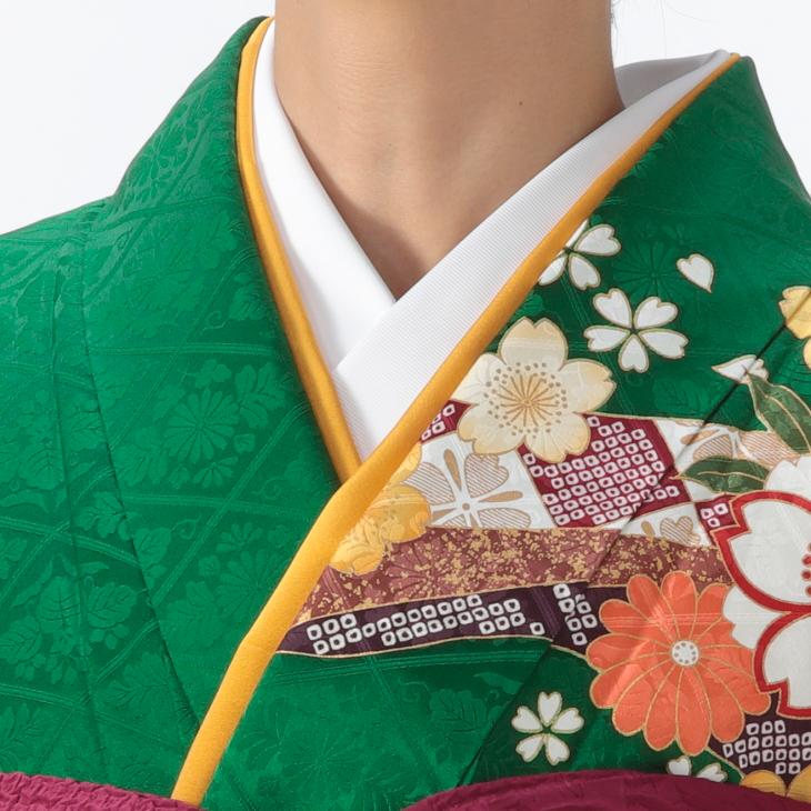 京都きもの友禅 振袖 成人式 フルセット LLサイズ 花柄 グリーン系