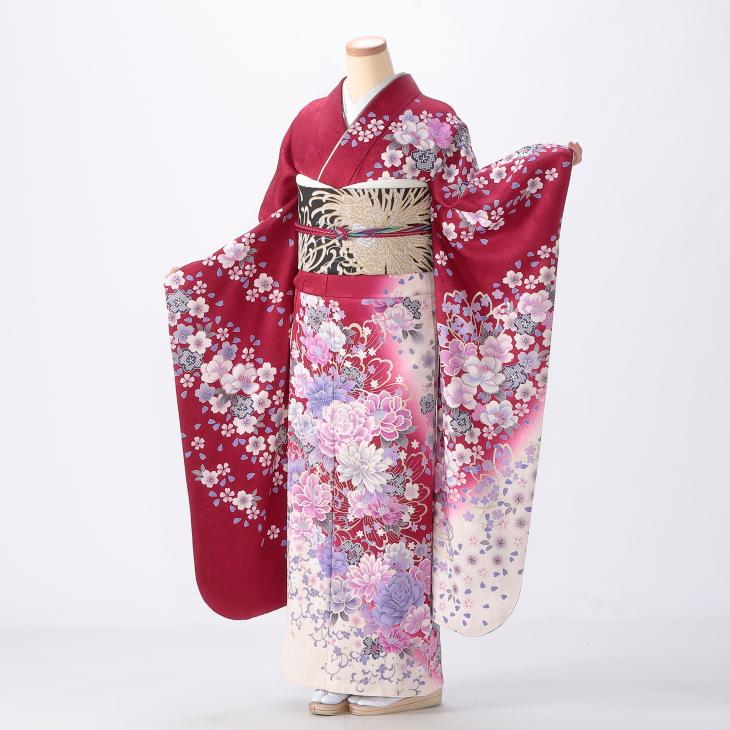 京都きもの友禅 振袖レンタル (成人式) 振袖 フルセット Mサイズ 花柄 