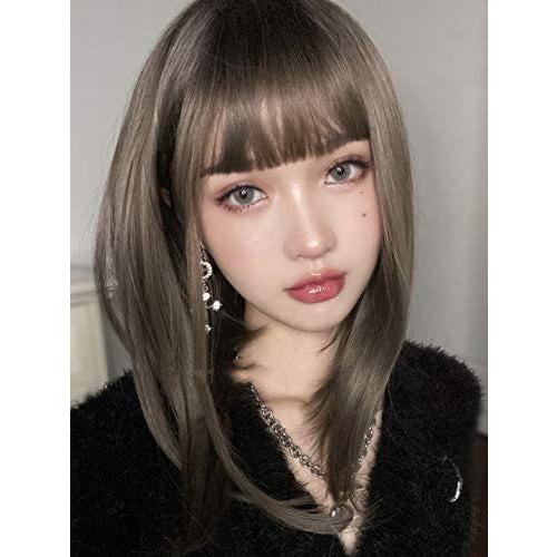 最先端 サニーステップ フルウイッグ ロング ストレート ワンカール かわいい 前髪 ぱっつん ロリータ アッシュ ブラウン グリーン 緑 最安値に挑戦 Www Doctor Plan Com