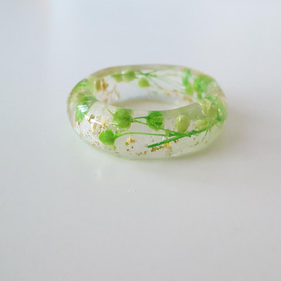 パステル かすみ草 指輪 リング ピンク 紫 緑 レディース レジン
