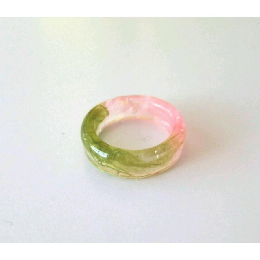 桜餅 の 和紙 リング レディース レジン 樹脂 ピンキーリング 春 桜色