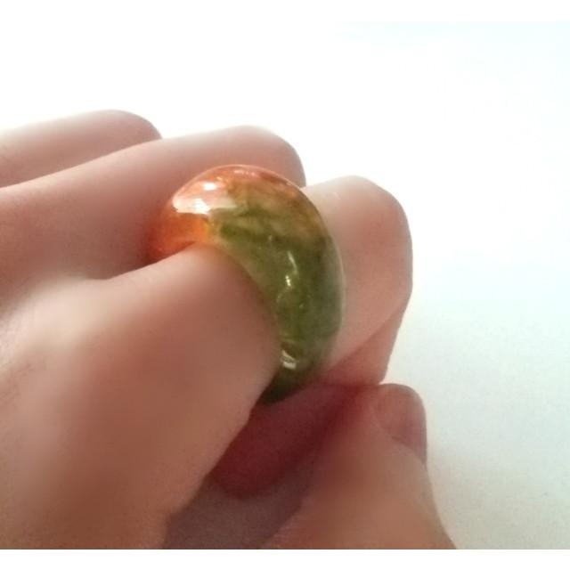 豪華な秋の秋色 リング 和紙 レディース レジン アクセサリー