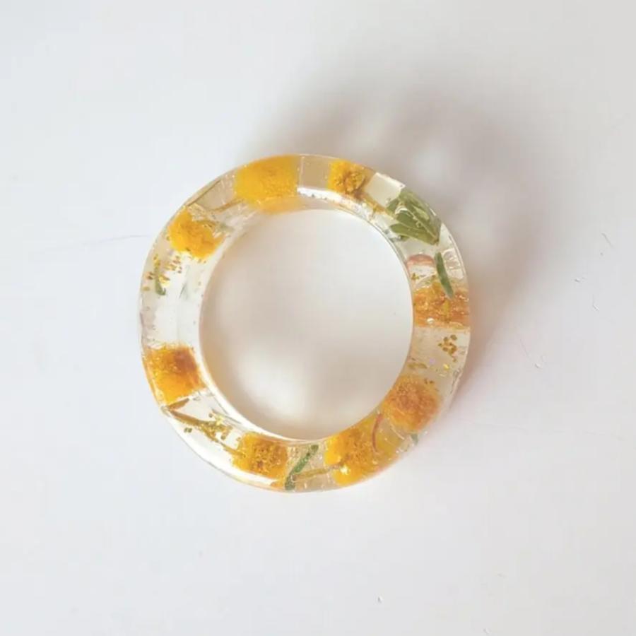 ミモザ ドライフラワー レジン リング 指輪 アクセサリー レディース